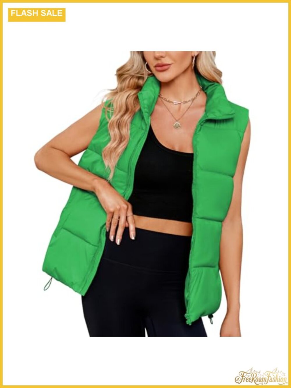 Womens Oversized Quilted Puffer Vest Sleeveless Outerwear with Pockets